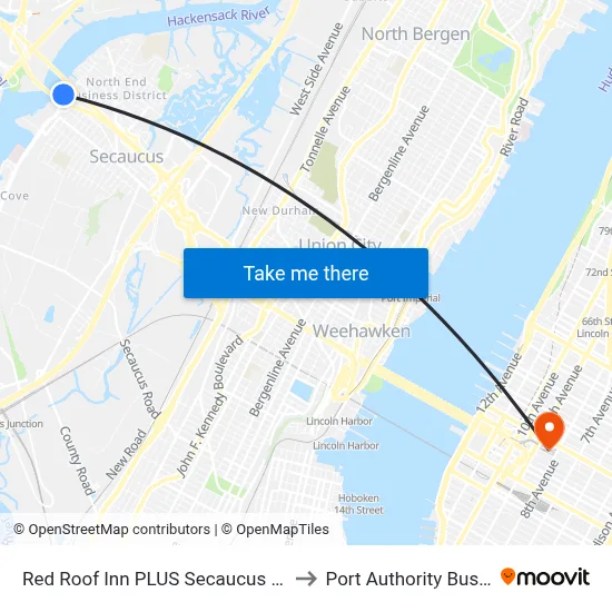 Red Roof Inn PLUS Secaucus Meadowlands to Port Authority Bus Terminal map