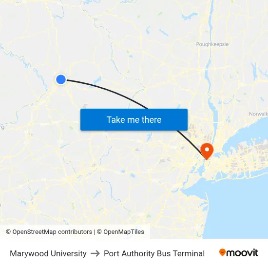 Marywood University to Port Authority Bus Terminal map