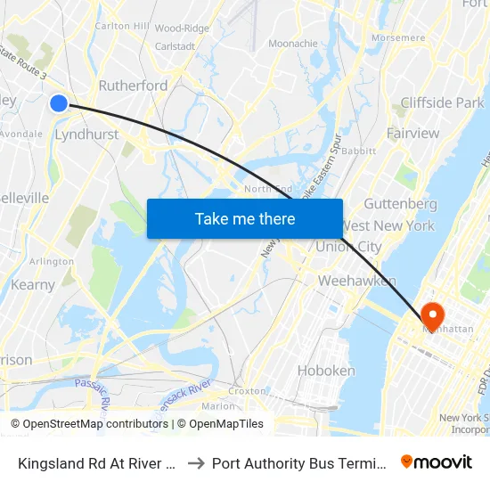 Kingsland Rd At River Rd to Port Authority Bus Terminal map
