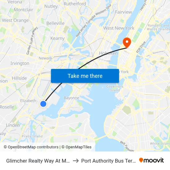 Glimcher Realty Way At Marriott to Port Authority Bus Terminal map
