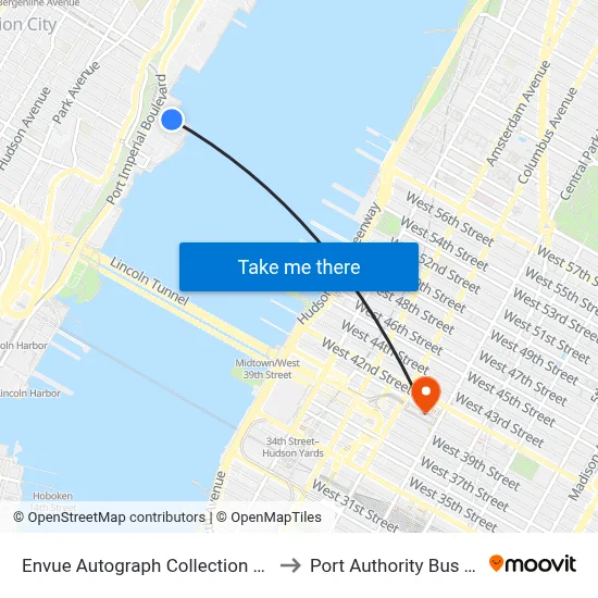 Envue Autograph Collection Weehawken to Port Authority Bus Terminal map