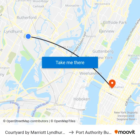 Courtyard by Marriott Lyndhurst Meadowlands to Port Authority Bus Terminal map