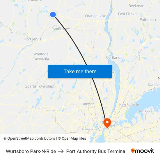 Wurtsboro Park-N-Ride to Port Authority Bus Terminal map
