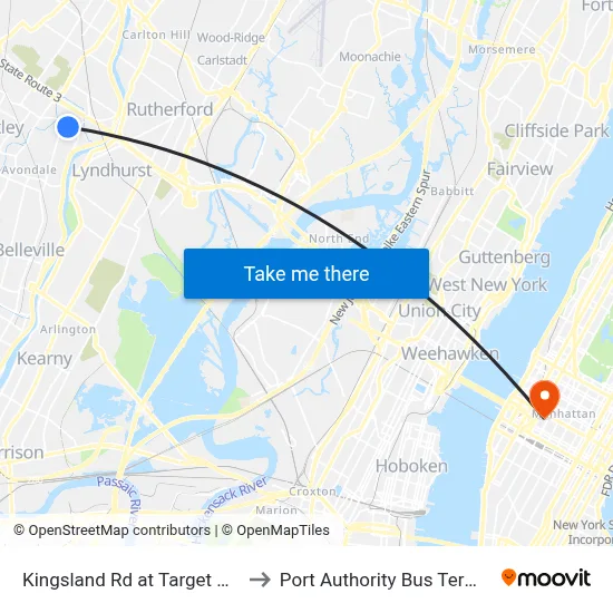 Kingsland Rd at Target Drive to Port Authority Bus Terminal map