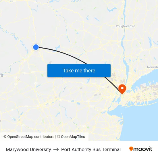 Marywood University to Port Authority Bus Terminal map