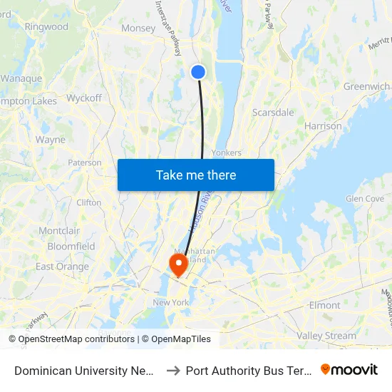 Dominican University New York to Port Authority Bus Terminal map