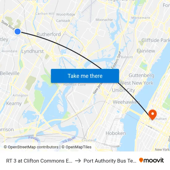 RT 3 at Clifton Commons Entrance to Port Authority Bus Terminal map