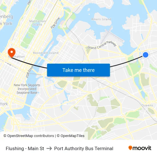 Flushing - Main St to Port Authority Bus Terminal map