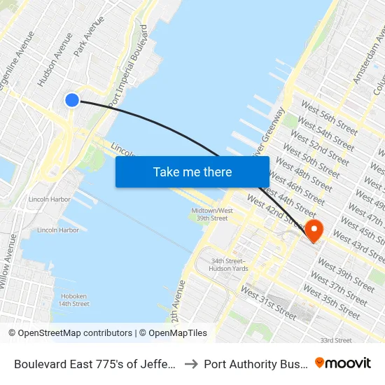 Boulevard East 775's of Jefferson St. Steps to Port Authority Bus Terminal map