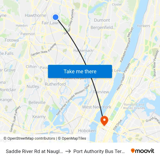 Saddle River Rd at Naugle Dr to Port Authority Bus Terminal map