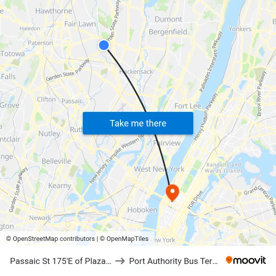 Passaic St 175'E of Plaza Way to Port Authority Bus Terminal map