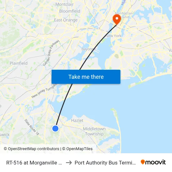 RT-516 at Morganville Rd to Port Authority Bus Terminal map