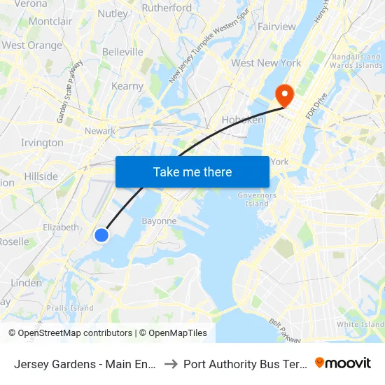 Jersey Gardens - Main Entrance to Port Authority Bus Terminal map