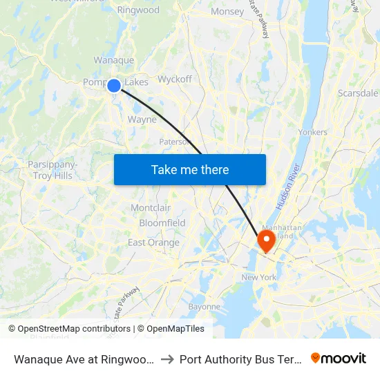 Wanaque Ave at Ringwood Ave to Port Authority Bus Terminal map