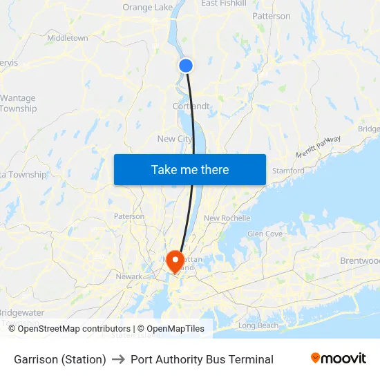 Garrison (Station) to Port Authority Bus Terminal map
