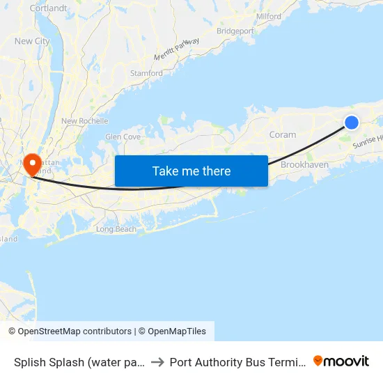 Splish Splash (water park) to Port Authority Bus Terminal map