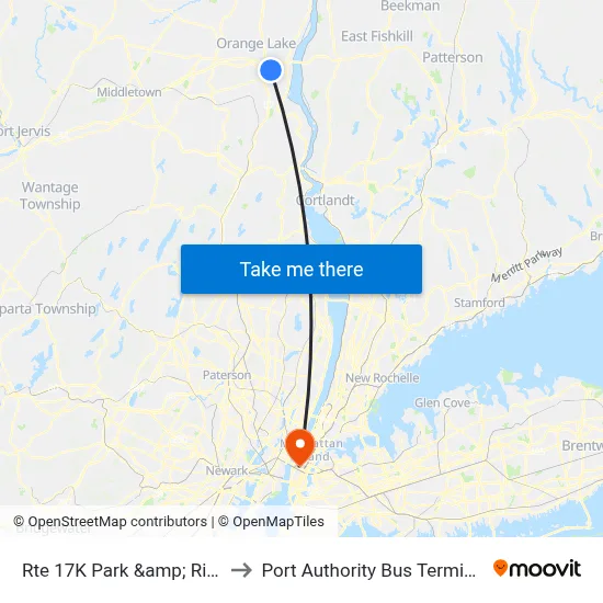 Rte 17K Park &amp; Ride to Port Authority Bus Terminal map