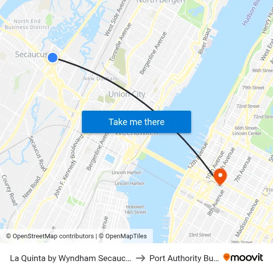 La Quinta by Wyndham Secaucus Meadowlands to Port Authority Bus Terminal map