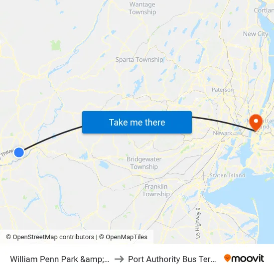 William Penn Park &amp; Ride to Port Authority Bus Terminal map