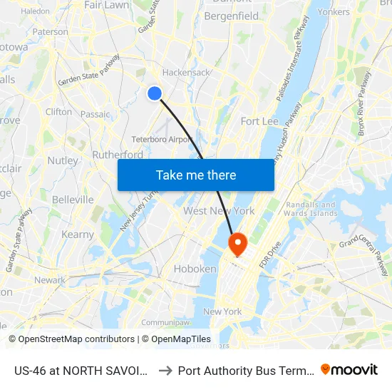 US-46 at NORTH SAVOIE ST to Port Authority Bus Terminal map