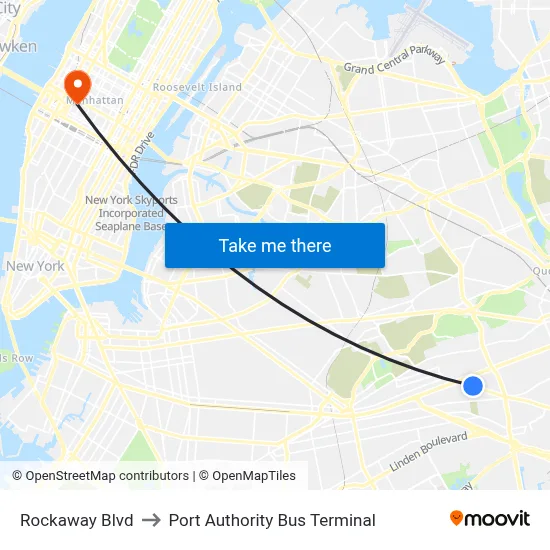 Rockaway Blvd, Ozone Park, NY 11416 to Port Authority Bus Terminal map