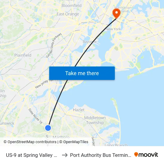 US-9 at Spring Valley Rd to Port Authority Bus Terminal map