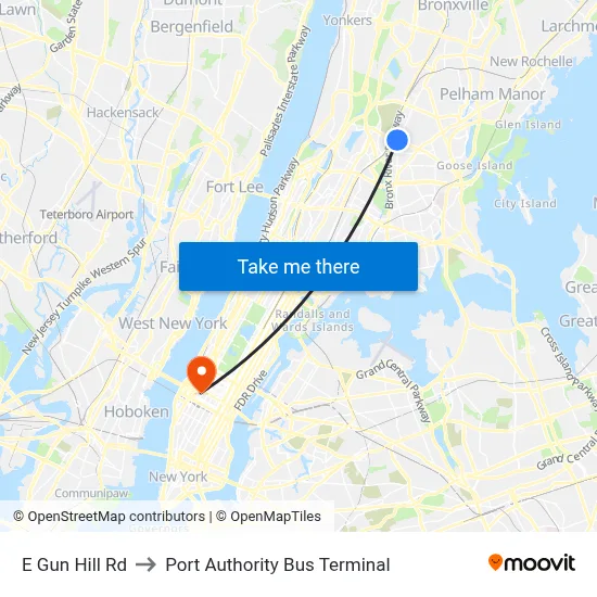 E Gun Hill Rd, Bronx (New York City), NY 10467 to Port Authority Bus Terminal map