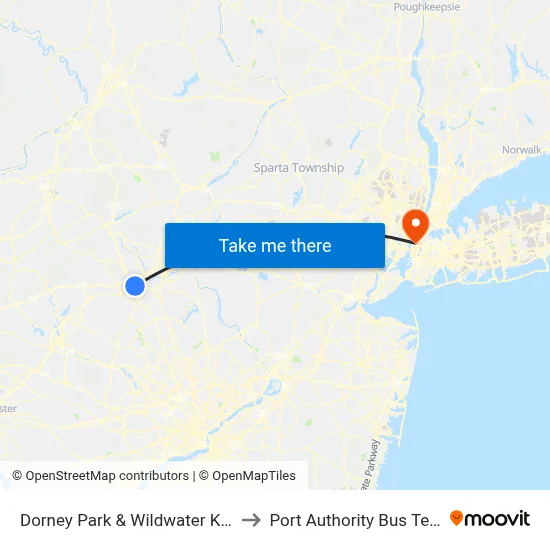 Dorney Park & Wildwater Kingdom to Port Authority Bus Terminal map