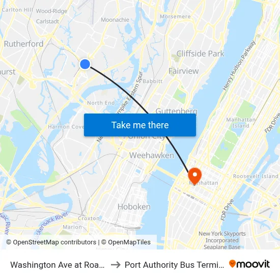 Washington Ave at Road A to Port Authority Bus Terminal map