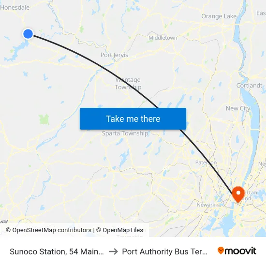 Sunoco Station, 54 Main Ave to Port Authority Bus Terminal map