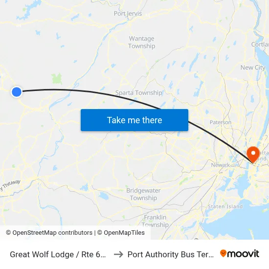 Great Wolf Lodge / Rte 611 / W to Port Authority Bus Terminal map
