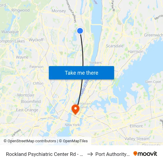Rockland Psychiatric Center Rd - Rockland Psychiatric Center to Port Authority Bus Terminal map