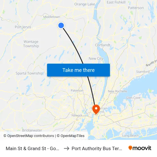 Main St & Grand St - Goshen to Port Authority Bus Terminal map