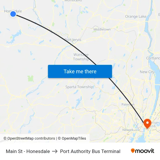 Main St - Honesdale to Port Authority Bus Terminal map