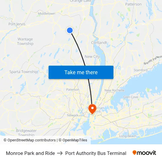 Monroe Park and Ride to Port Authority Bus Terminal map