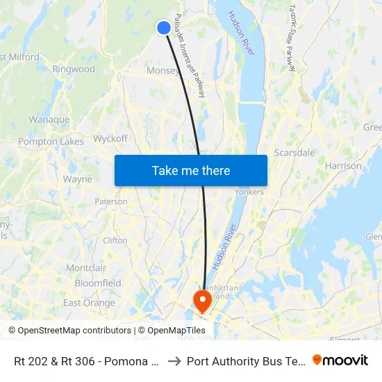 Rt 202 & Rt 306 - Pomona Heights to Port Authority Bus Terminal map