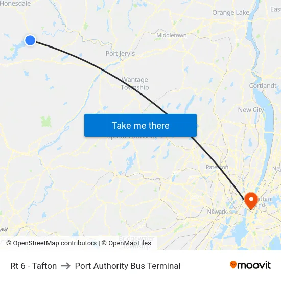 Rt 6 - Tafton to Port Authority Bus Terminal map