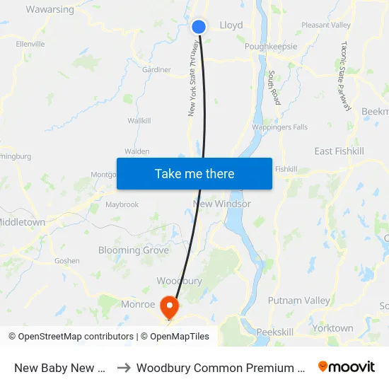 New Baby New Paltz to Woodbury Common Premium Outlets map