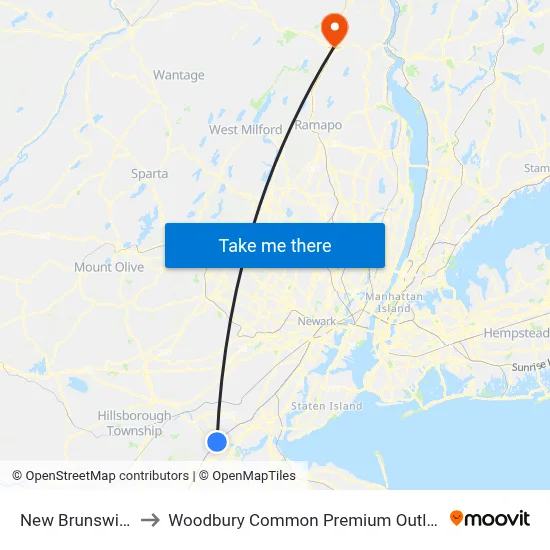 New Brunswick to Woodbury Common Premium Outlets map