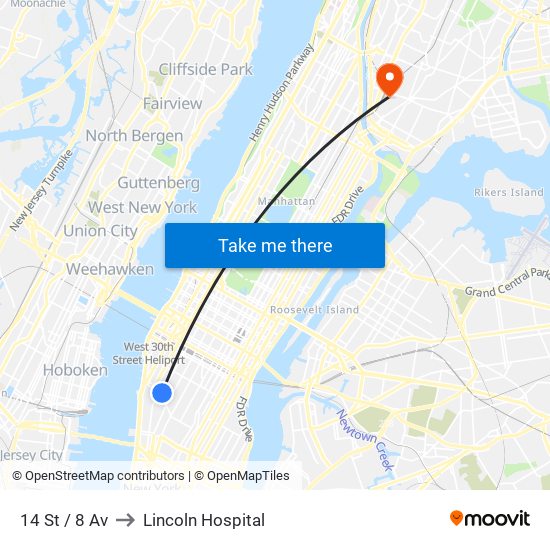 14 St / 8 Av to Lincoln Hospital map