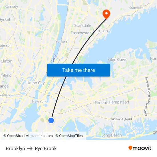 Brooklyn to Rye Brook map