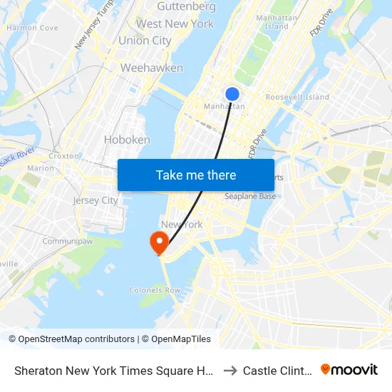 Sheraton New York Times Square Hotel to Castle Clinton map