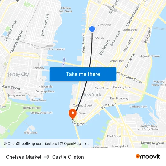 Chelsea Market to Castle Clinton map