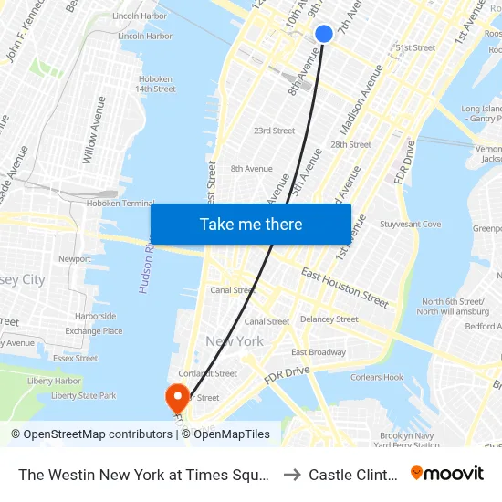 The Westin New York at Times Square to Castle Clinton map