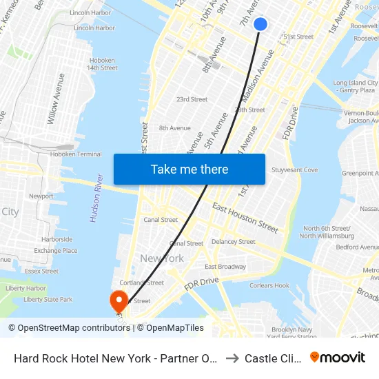 Hard Rock Hotel New York - Partner Of All Accor to Castle Clinton map