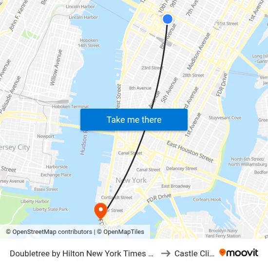 Doubletree by Hilton New York Times Square West to Castle Clinton map