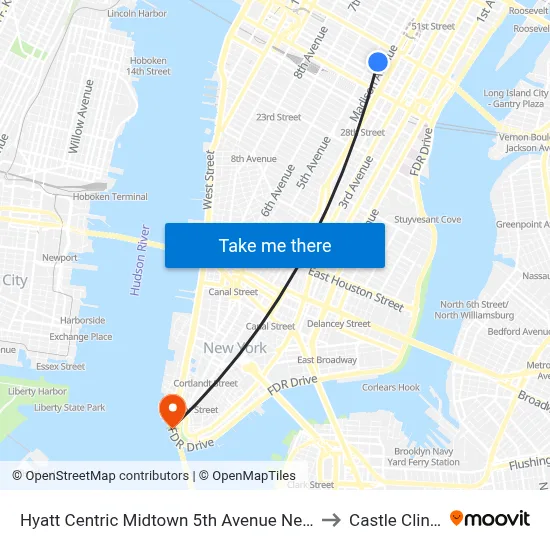 Hyatt Centric Midtown 5th Avenue New York to Castle Clinton map