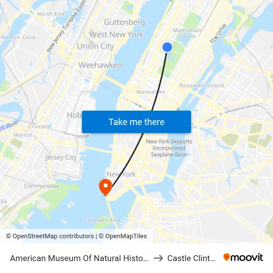 American Museum Of Natural History to Castle Clinton map