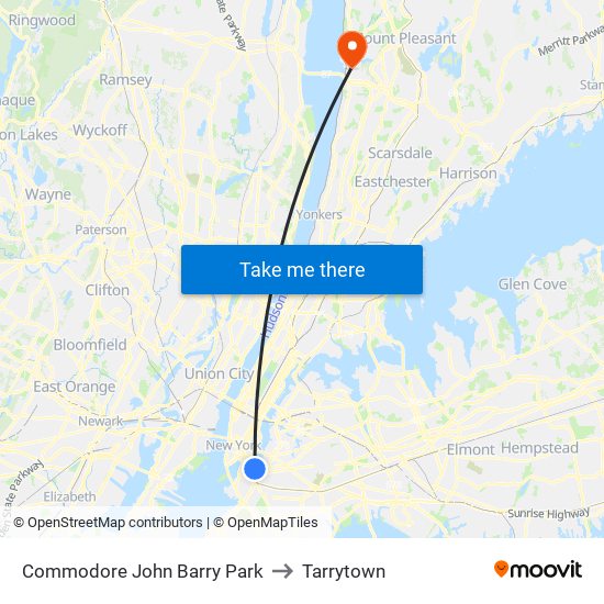 Commodore John Barry Park to Tarrytown map