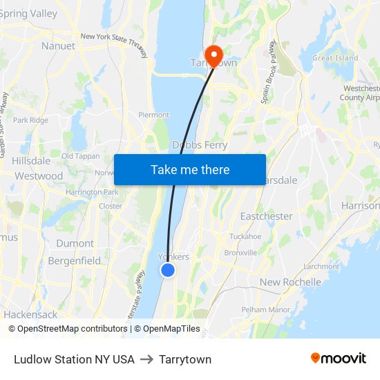 Ludlow Station NY USA to Tarrytown map